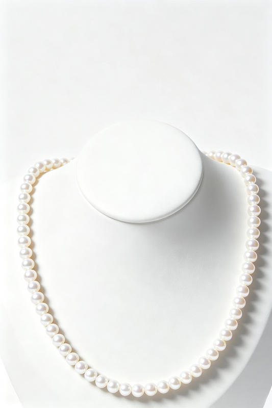 5.5-6.5mm White Freshwater Pearl Full Strand Necklace-AAA Quality