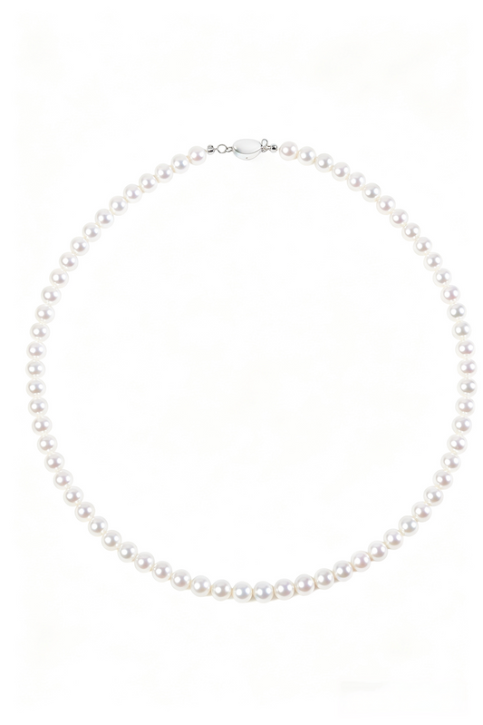 5.5-6.5mm White Freshwater Pearl Full Strand Necklace-AAA Quality