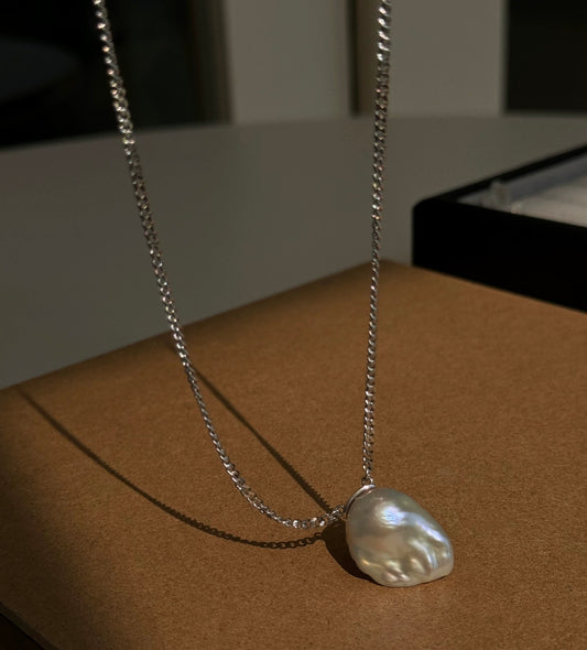 Silver S925 Baroque Pearl Pendant Necklace